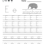 Kindergarten Letter E Writing Practice Worksheet Printable Throughout E Letter Tracing
