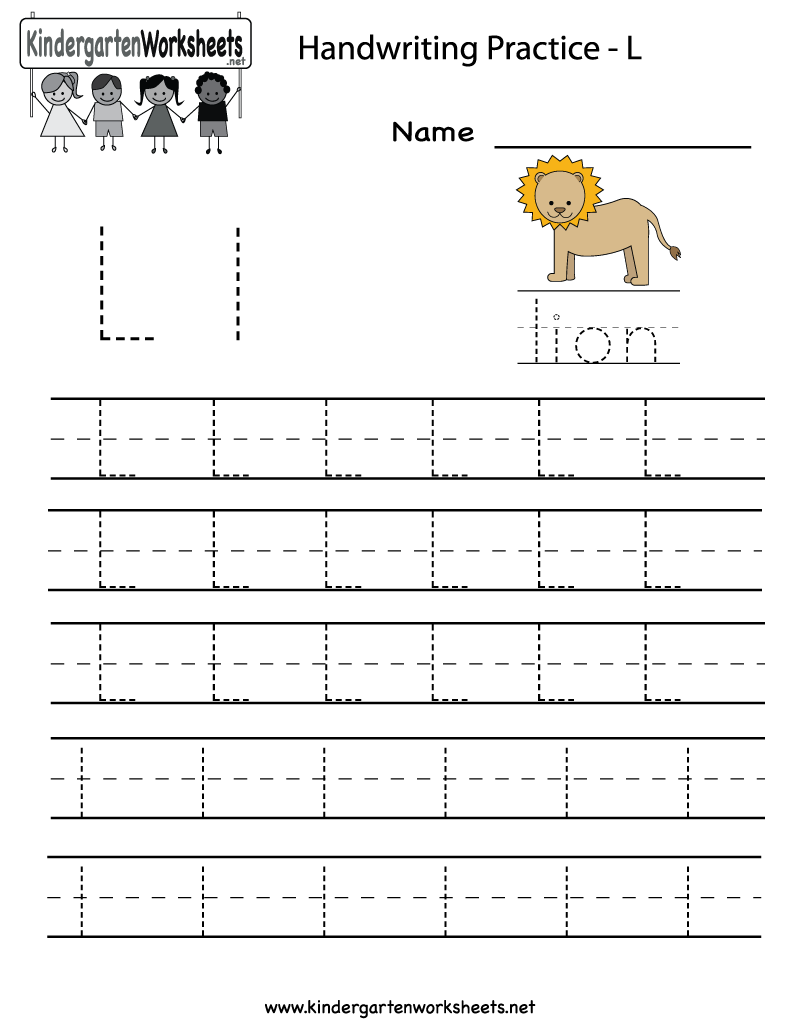 Kindergarten Letter L Writing Practice Worksheet Printable for Letter L Tracing Preschool