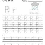 Kindergarten Letter R Writing Practice Worksheet Printable Pertaining To Alphabet R Worksheets