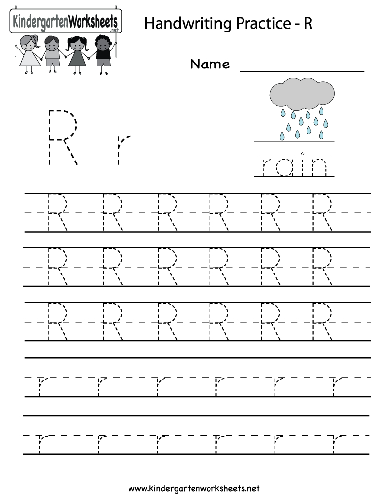 Kindergarten Letter R Writing Practice Worksheet Printable pertaining to Alphabet R Worksheets