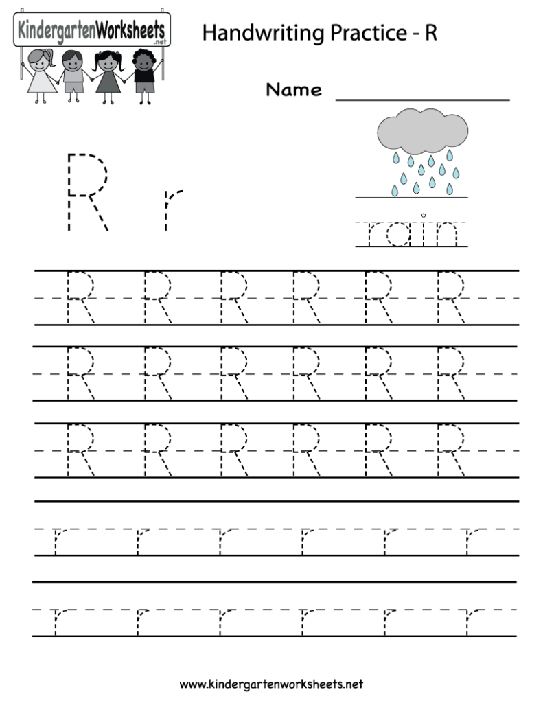 Kindergarten Letter R Writing Practice Worksheet Printable Regarding Letter R Tracing Pages