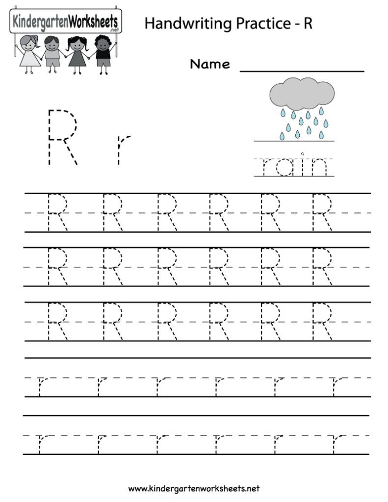 Kindergarten Letter R Writing Practice Worksheet Printable Regarding Letter R Tracing Sheets