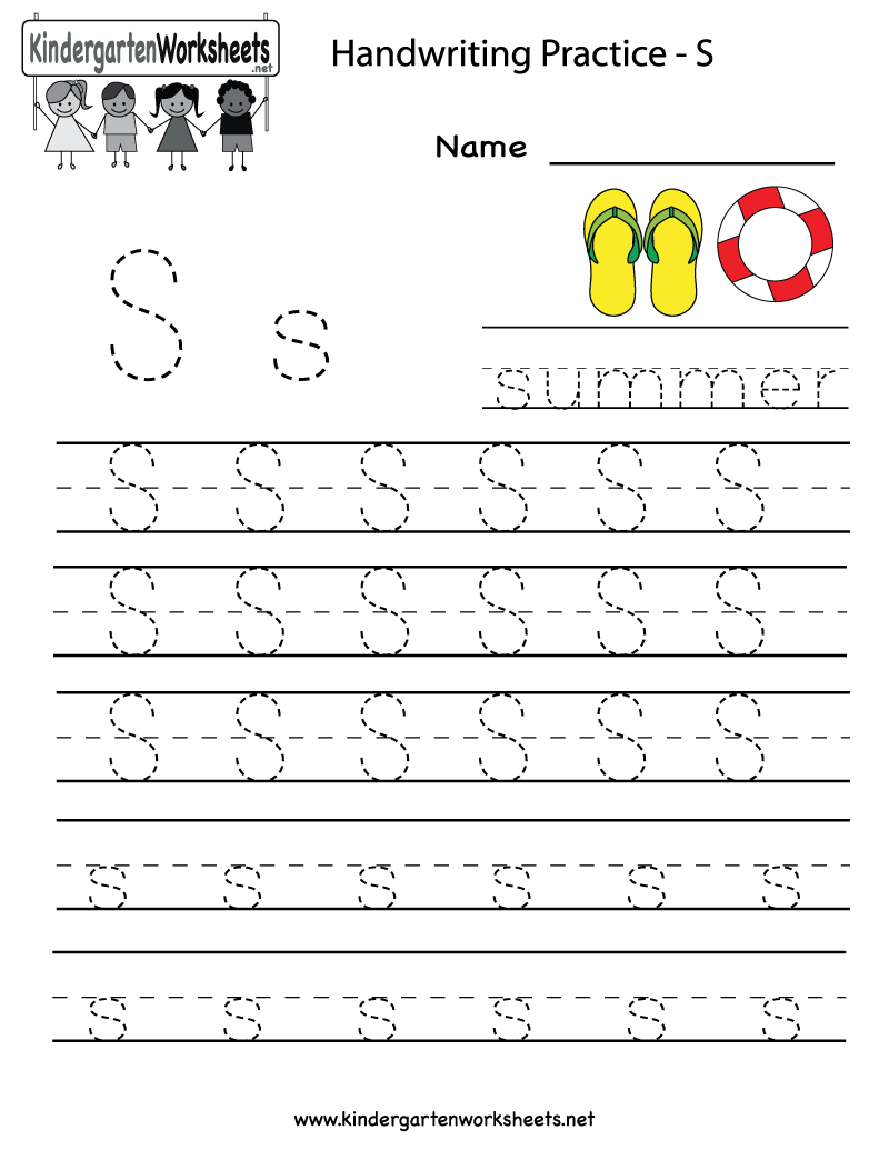 Kindergarten Letter S Writing Practice Worksheet Printable throughout Letter S Worksheets Kindergarten Free