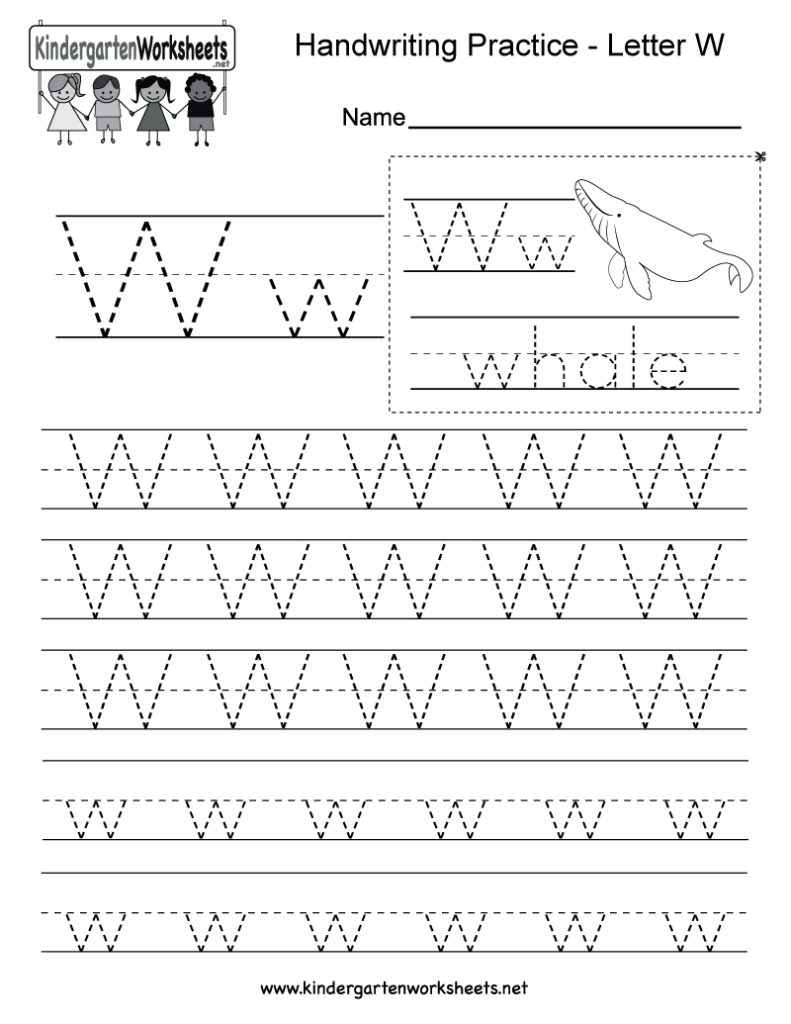 Kindergarten Letter W Writing Practice Worksheet Printable Throughout Letter W Worksheets For Kindergarten