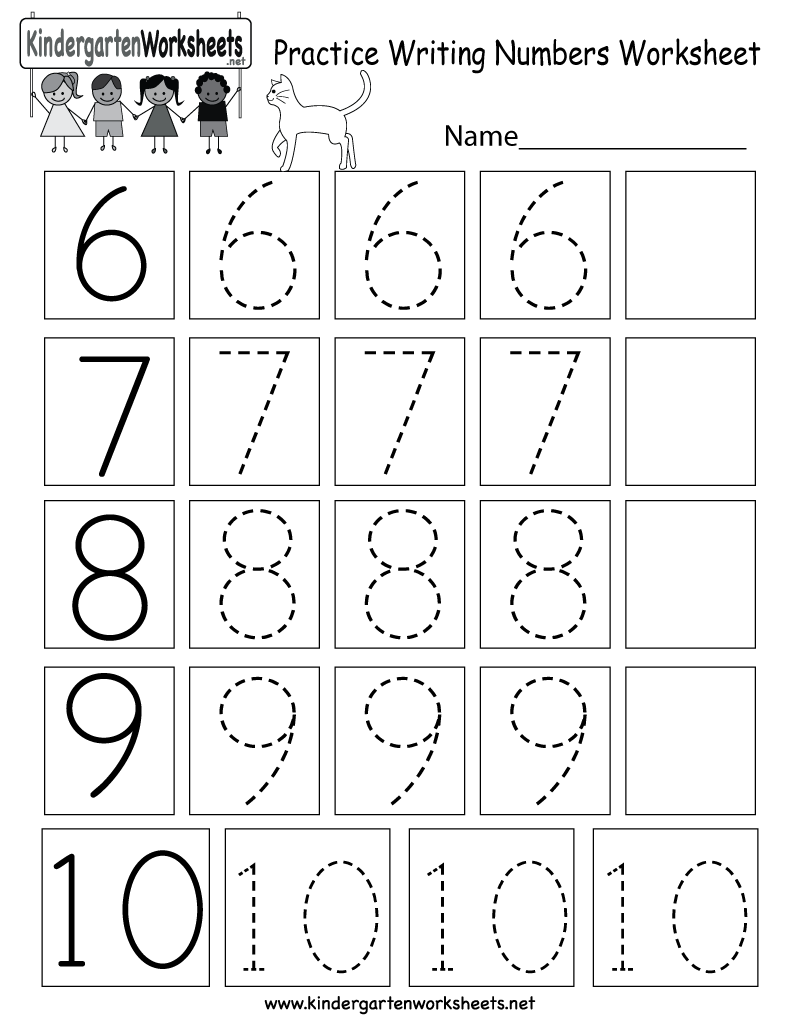Kindergarten Practice Writing Numbers Worksheet Printable