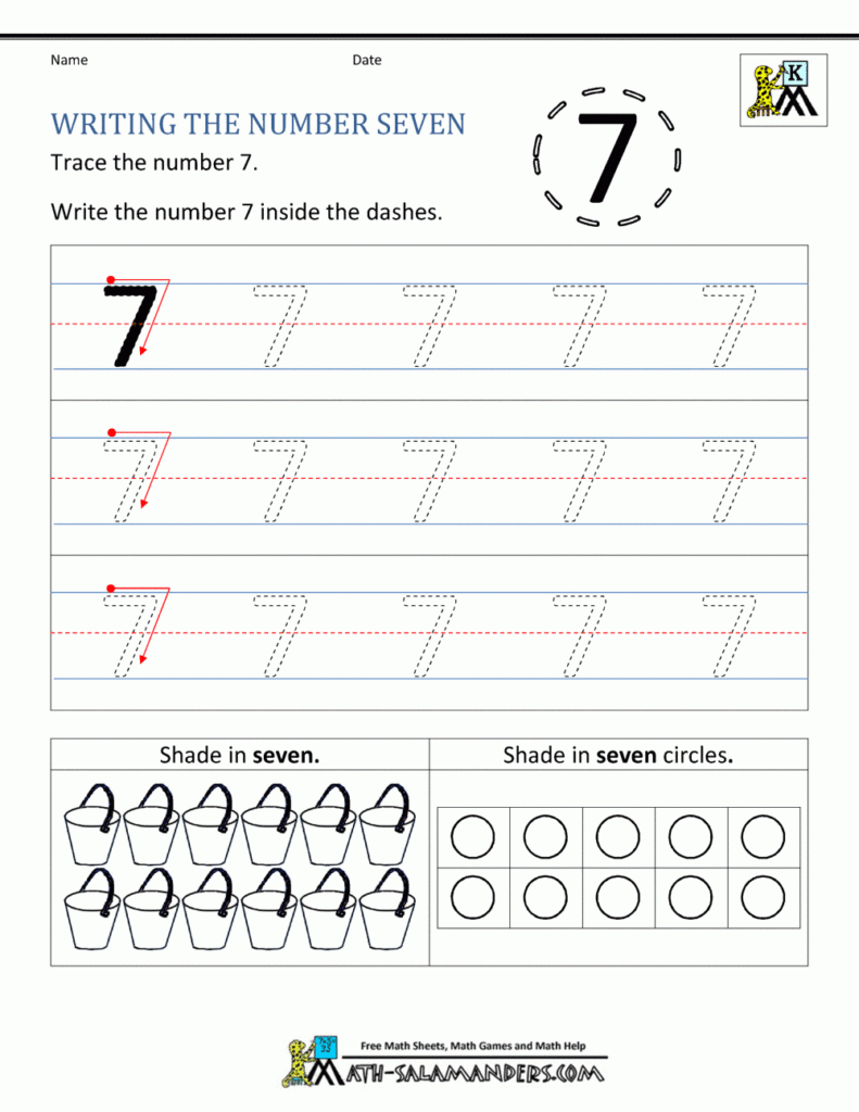 Kindergarten Printable Worksheets   Writing Numbers To 10