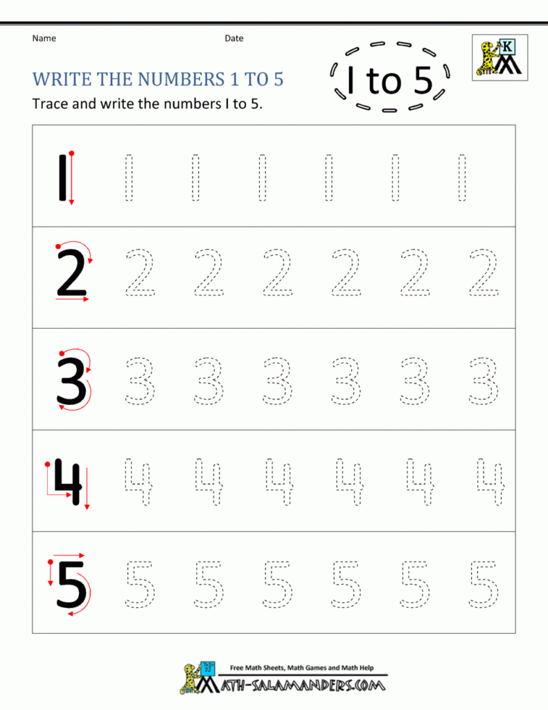 Kindergarten Printable Worksheets   Writing Numbers To 10