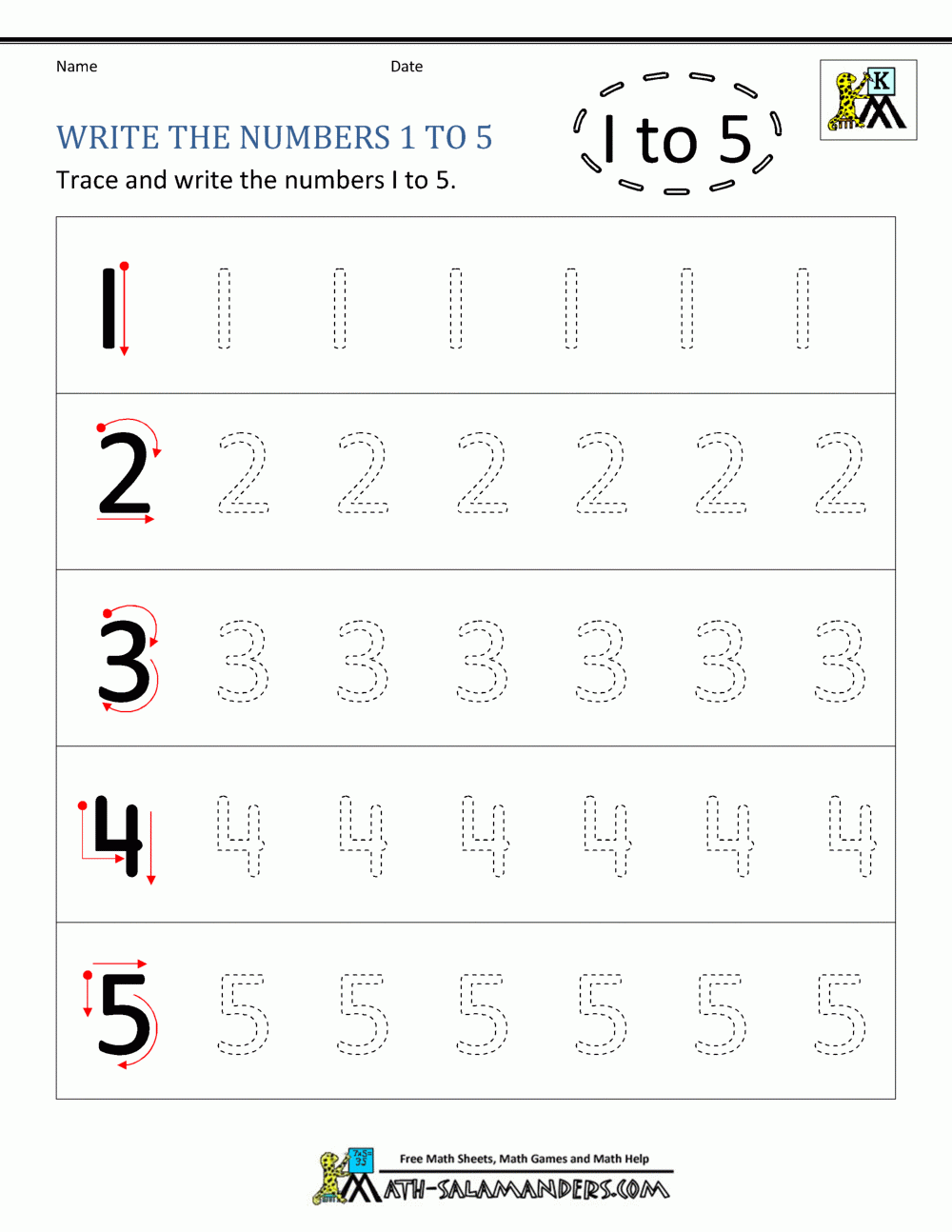 Write Numbers Worksheet