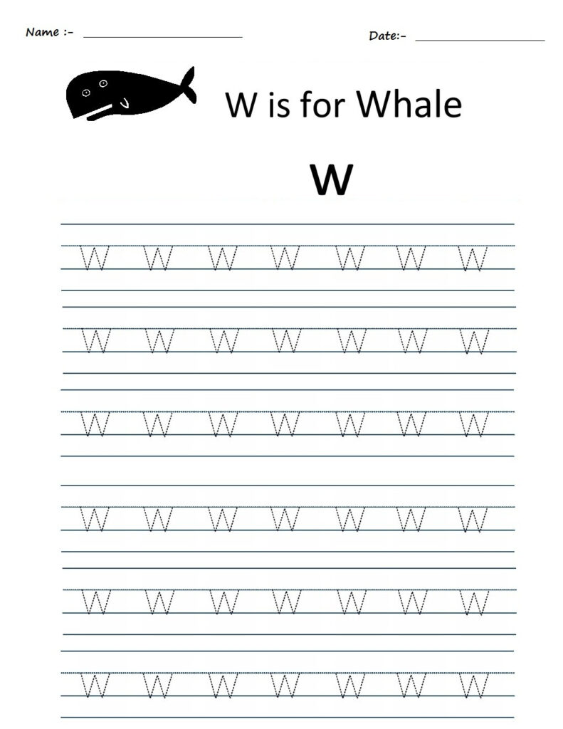 Kindergarten Worksheets: Alphabet Tracing Worksheets   W