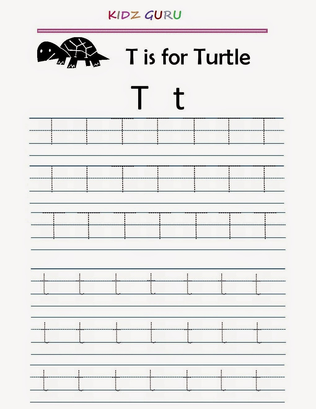 Kindergarten Worksheets: Printable Tracing Worksheet regarding Letter T Tracing Sheet