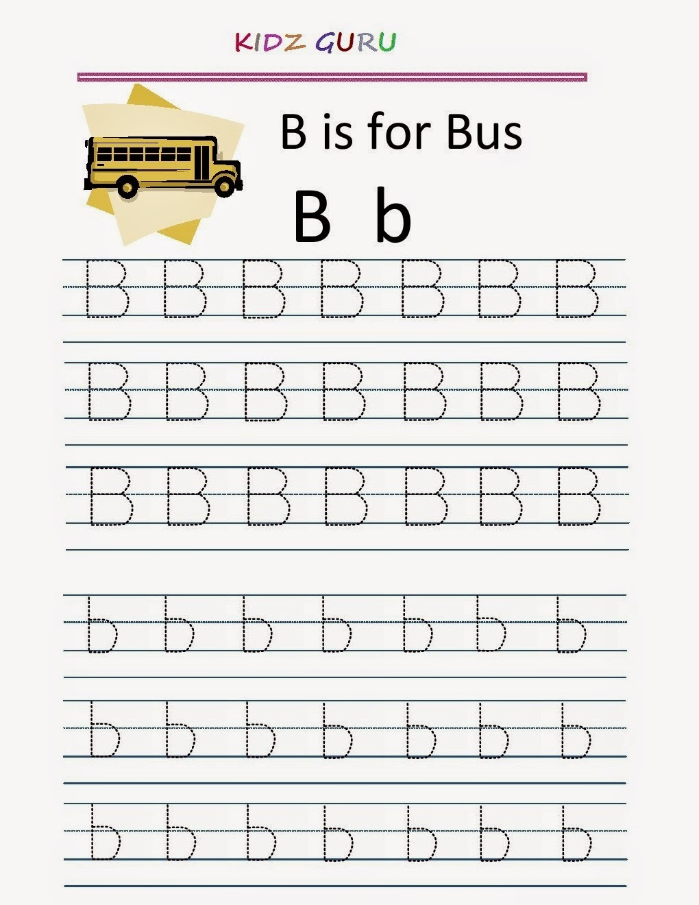 Kindergarten Worksheets: Printable Tracing Worksheet with regard to Alphabet B Tracing Worksheet