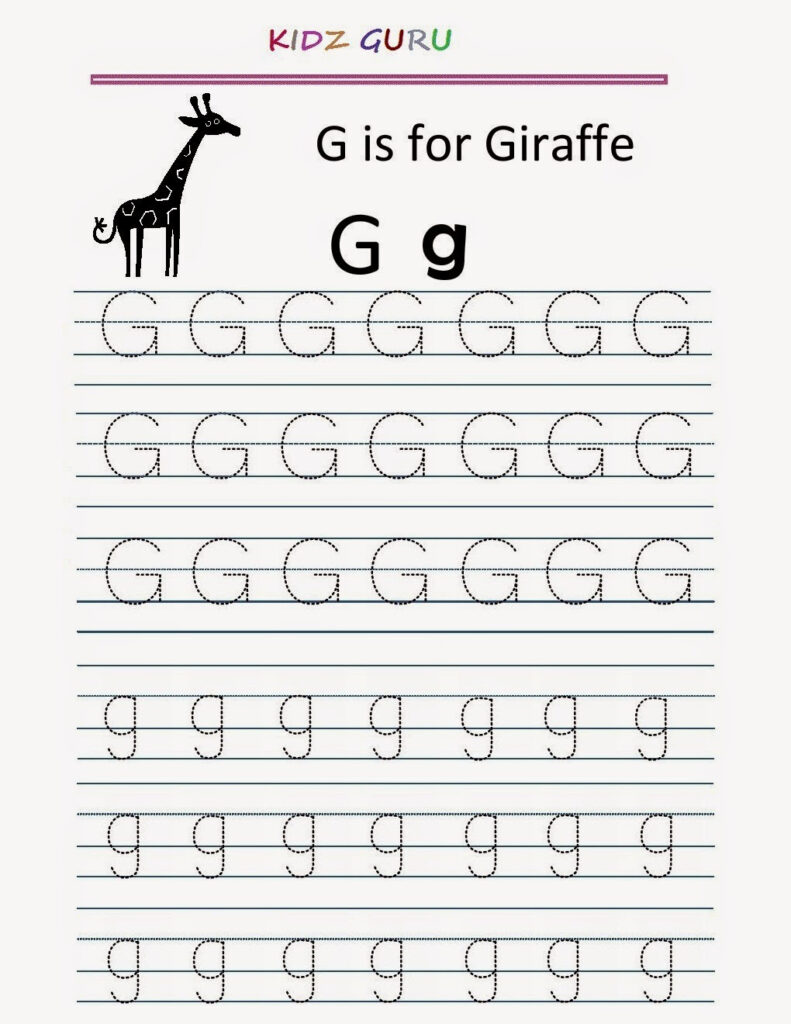 Kindergarten Worksheets: Printable Tracing Worksheet Within G Letter Tracing Worksheet