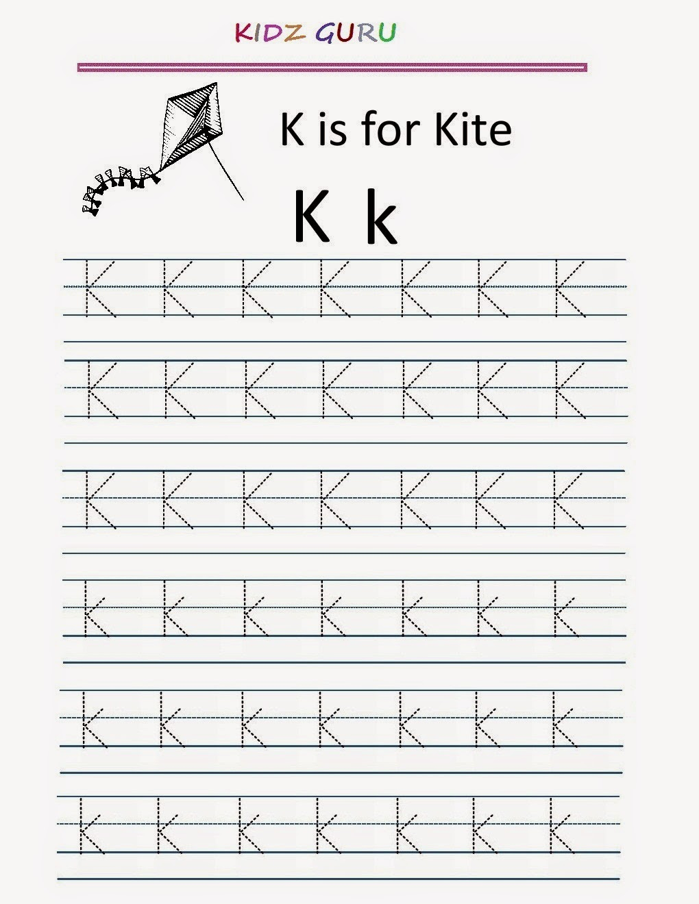 Kindergarten Worksheets: Printable Tracing Worksheet