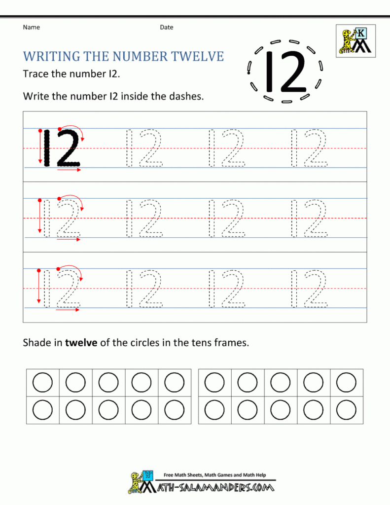 Kindergarten Writing Worksheets   Numbers To 11 To 20