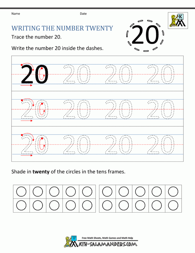 Kindergarten Writing Worksheets   Numbers To 11 To 20