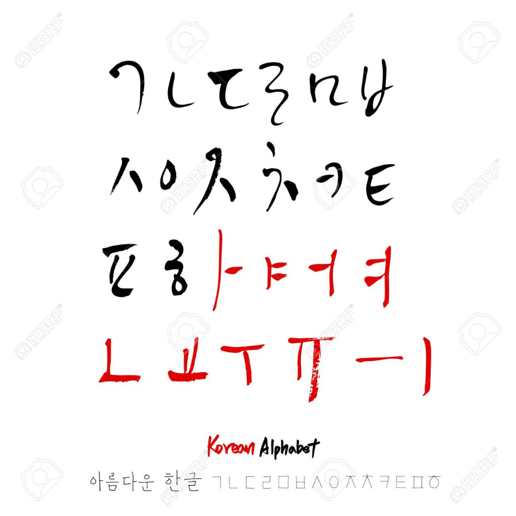 Korean Alphabet Handwritten Calligraphy