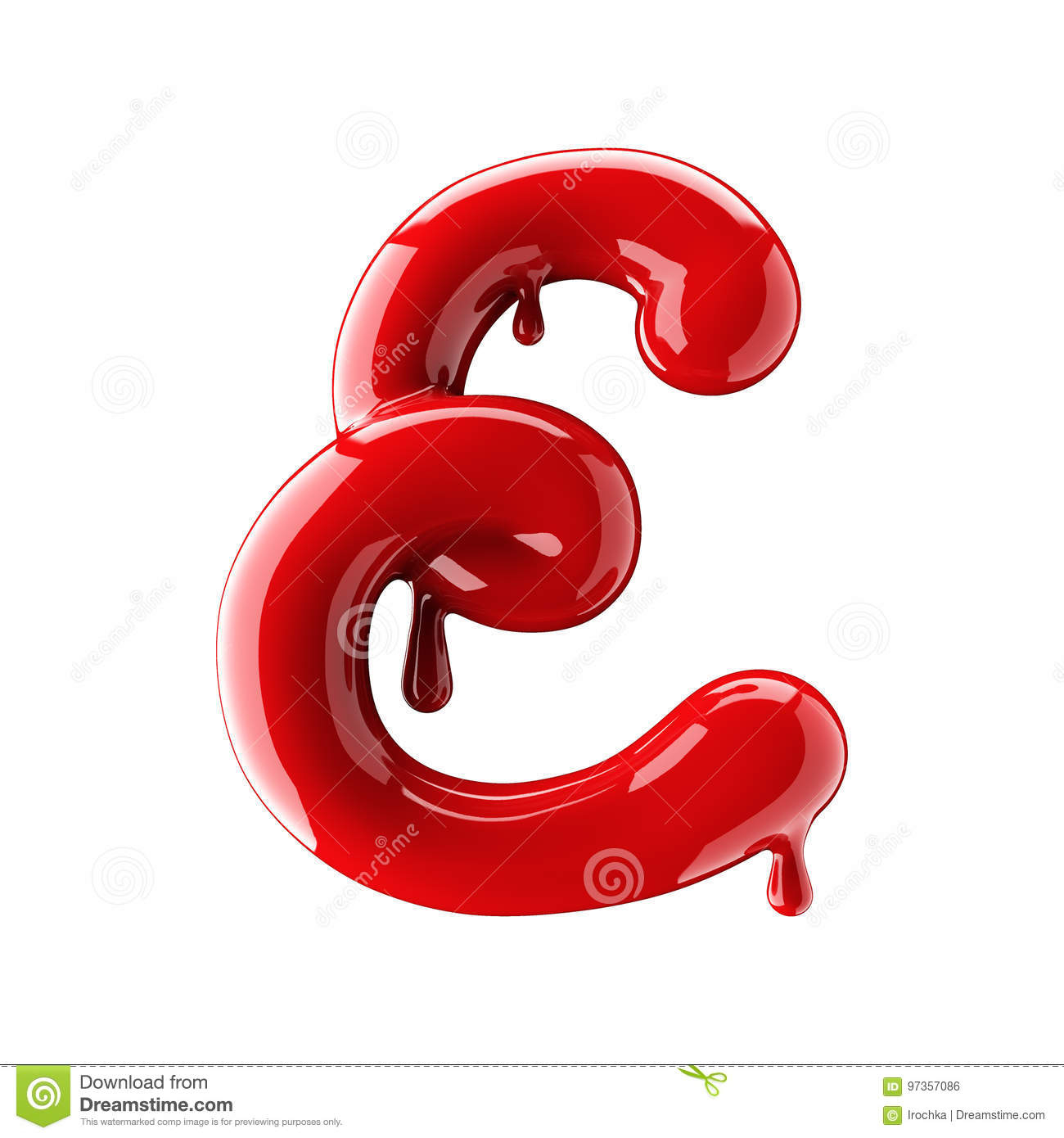 Leaky Red Alphabet On White Background. Handwritten Cursive