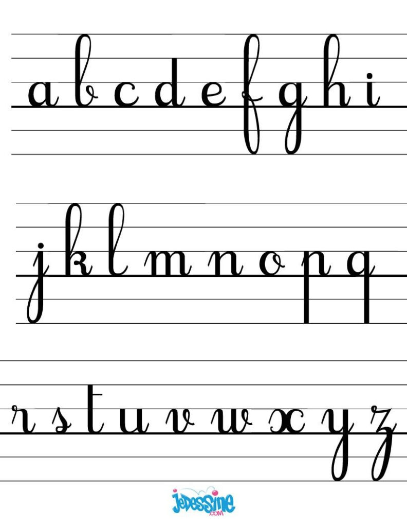 L'alphabet Cursive Minuscule | AlphabetWorksheetsFree.com