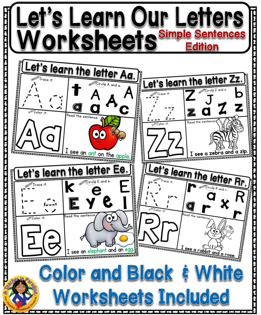 Let's Learn Our Letters {Simple Sentences Edition} | Simple Regarding Alphabet Worksheets For Young Learners