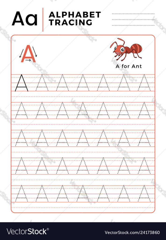 Letter A Alphabet Tracing Book With Example And Inside Alphabet Tracing Vectors