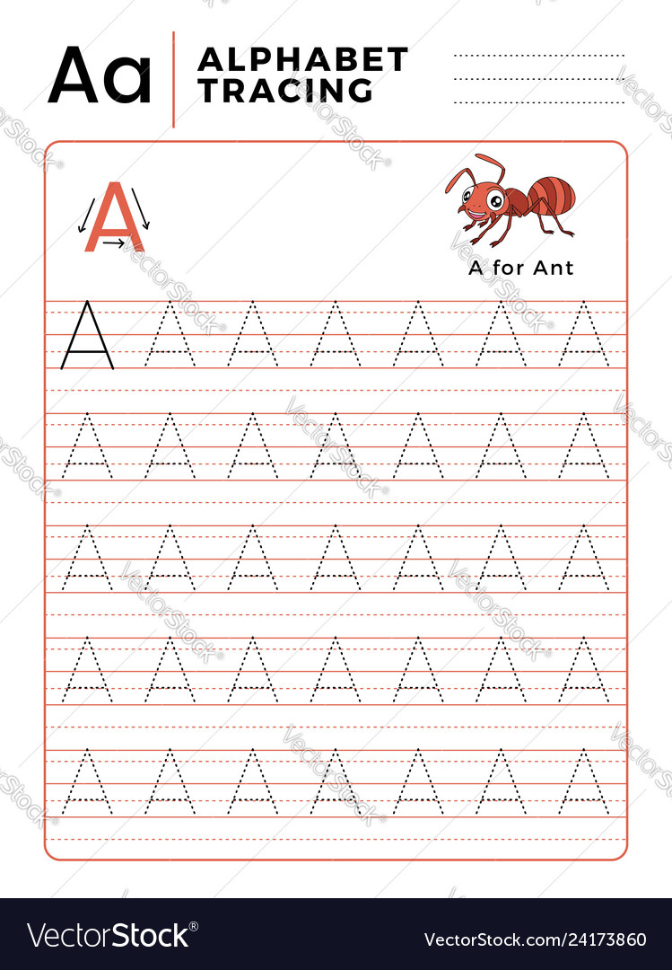 Letter A Alphabet Tracing Book With Example And inside Alphabet Tracing Vectors