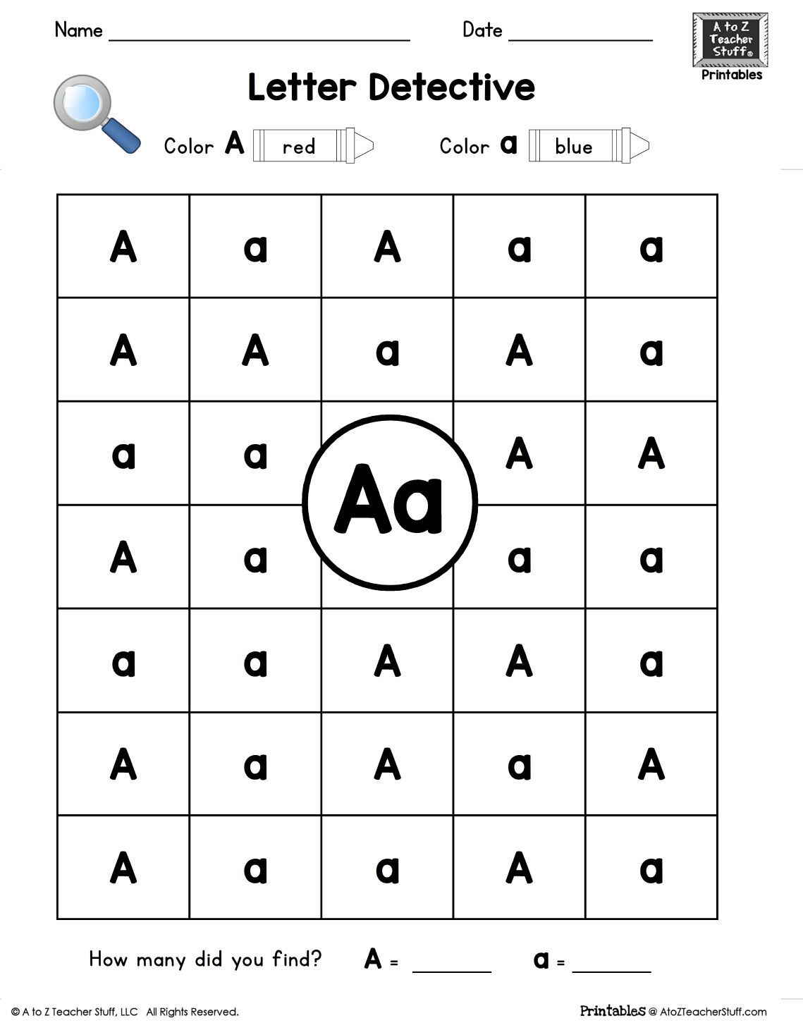 Letter A: Letter Detective Uppercase &amp;amp; Lowercase Visual throughout A Letter Worksheets