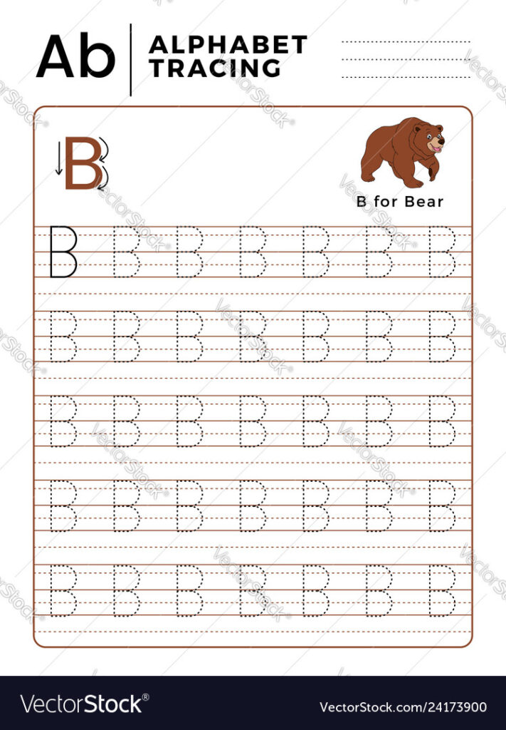 Letter B Alphabet Tracing Book With Example And With Regard To B Letter Tracing Worksheet