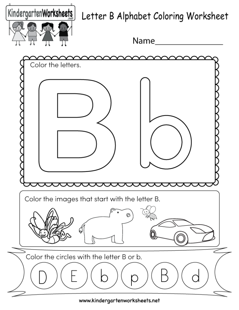 Letter B Coloring Worksheet   Free Kindergarten English Intended For Letter B Worksheets Pre K