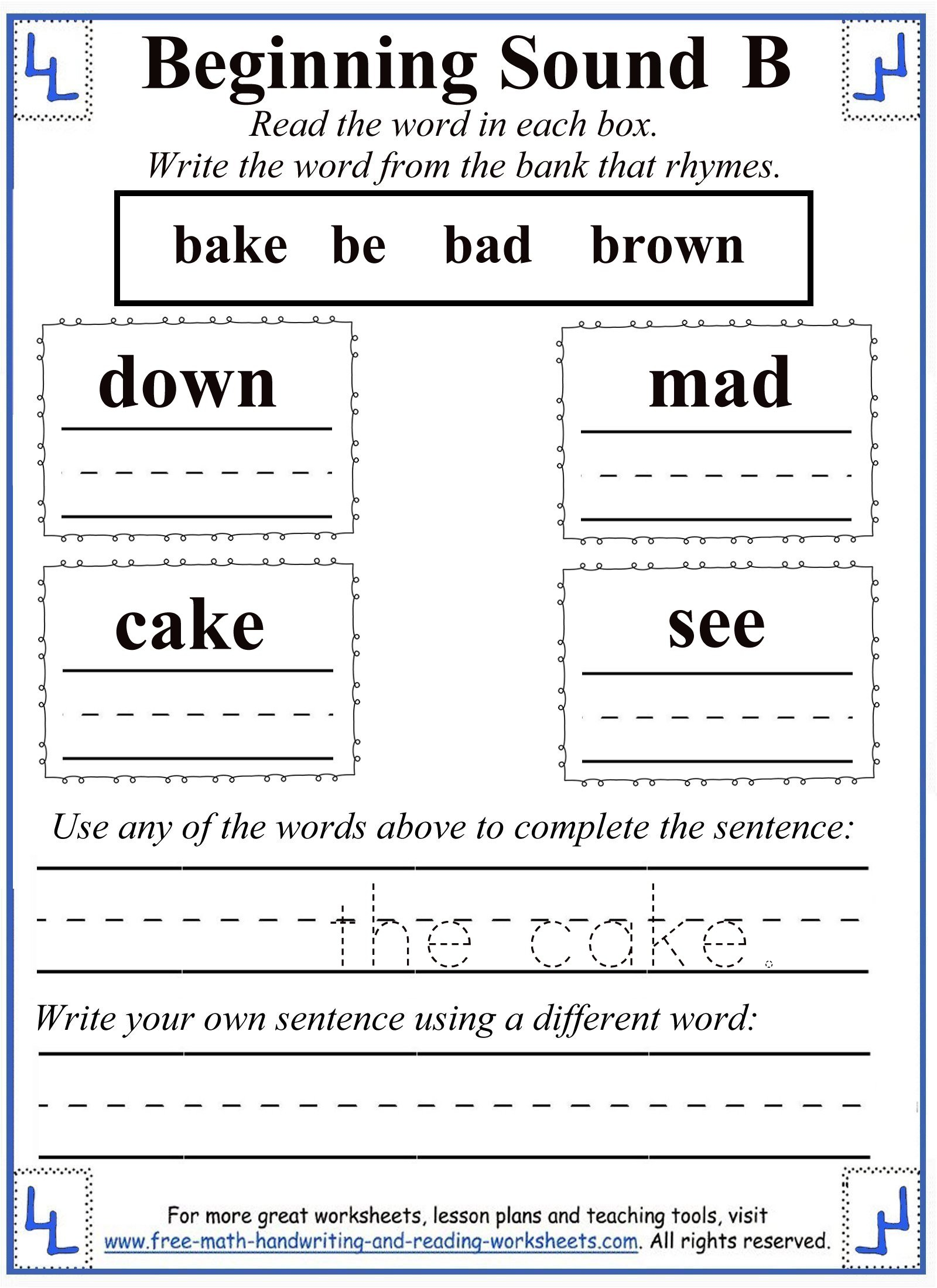 Letter B Worksheets with Letter B Worksheets For 1St Grade