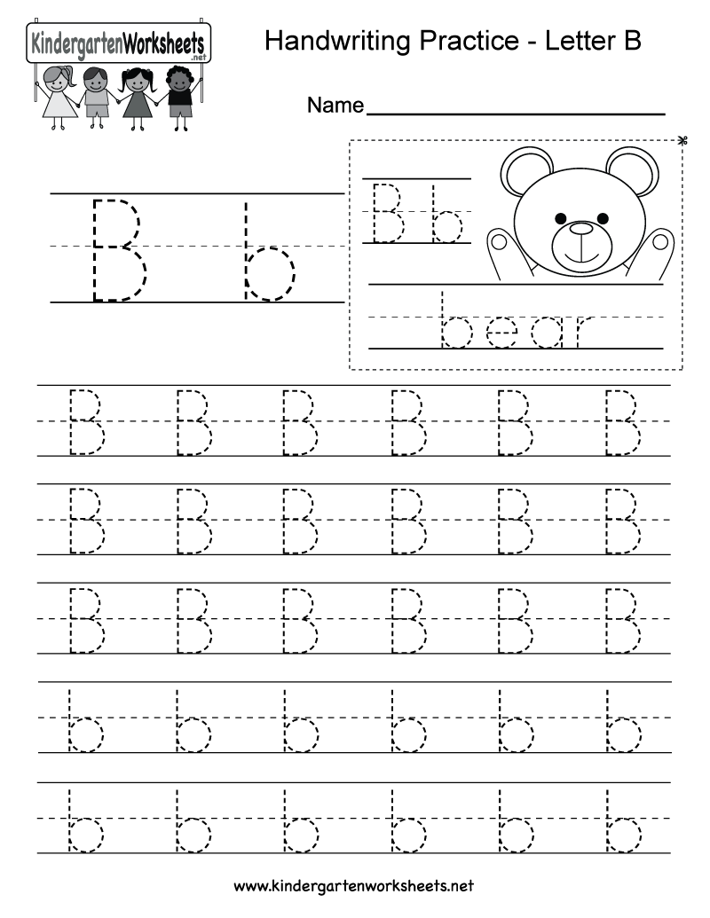 Letter B Writing Practice Worksheet - Free Kindergarten