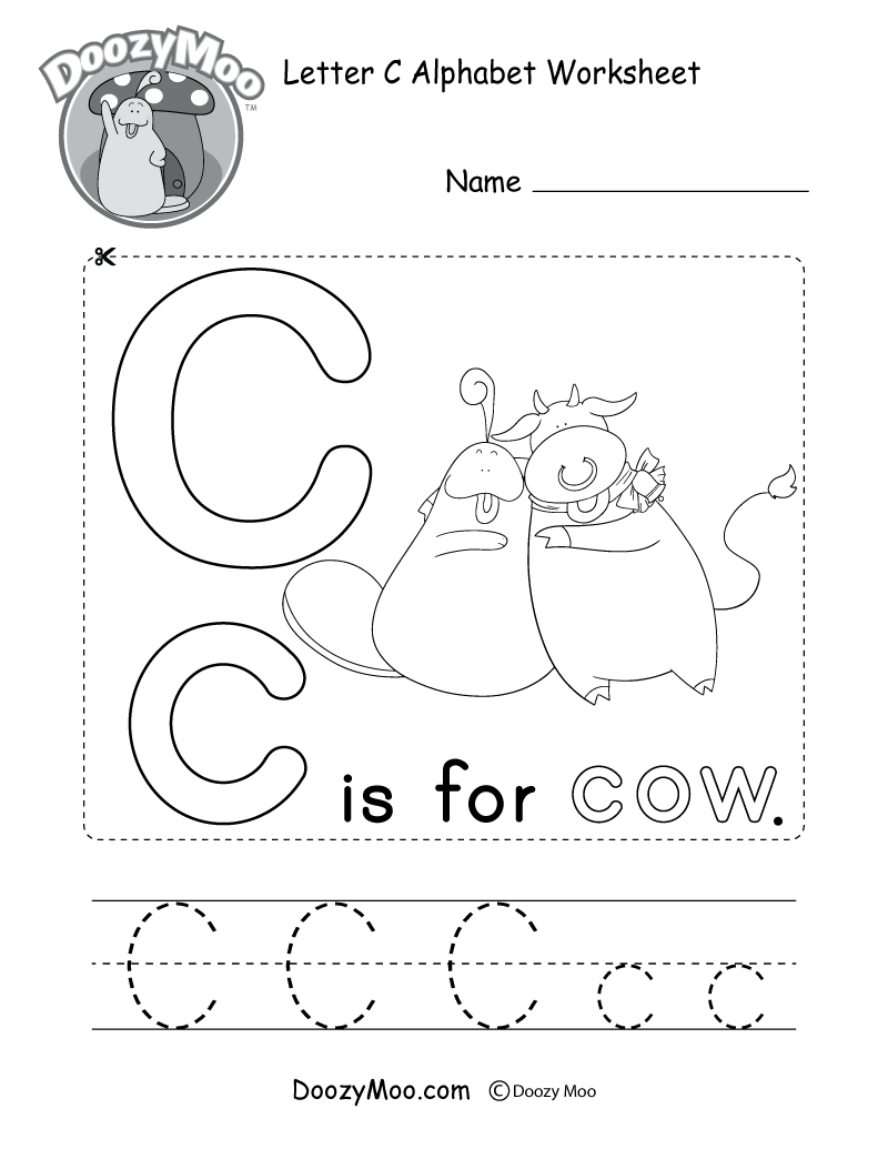 Letter C Alphabet Activity Worksheet - Doozy Moo for Letter C Worksheets For Kindergarten