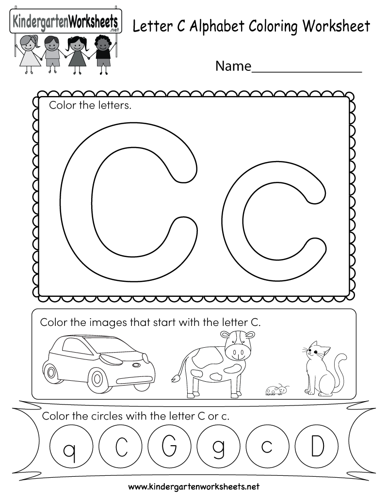 Letter C Coloring Worksheet - Free Kindergarten English regarding Letter C Worksheets Printable