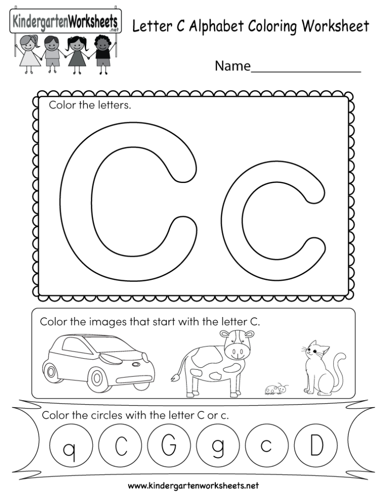 Letter C Coloring Worksheet   Free Kindergarten English With Letter C Worksheets Free