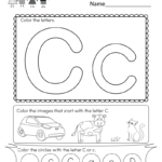 Letter C Coloring Worksheet   Free Kindergarten English With Regard To Letter C Worksheets For Preschool