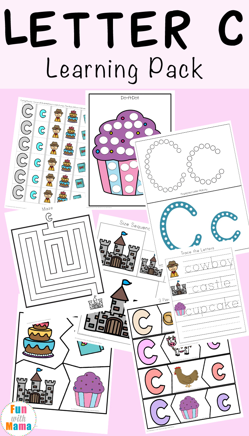 Letter C Worksheets And Printables Pack - Fun With Mama intended for Letter C Worksheets For 3 Year Olds