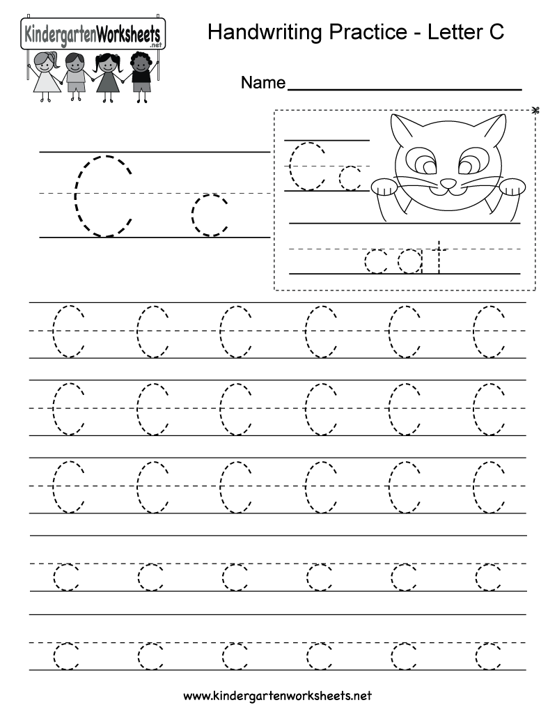 Letter C Writing Practice Worksheet - Free Kindergarten for Letter C Worksheets Printable