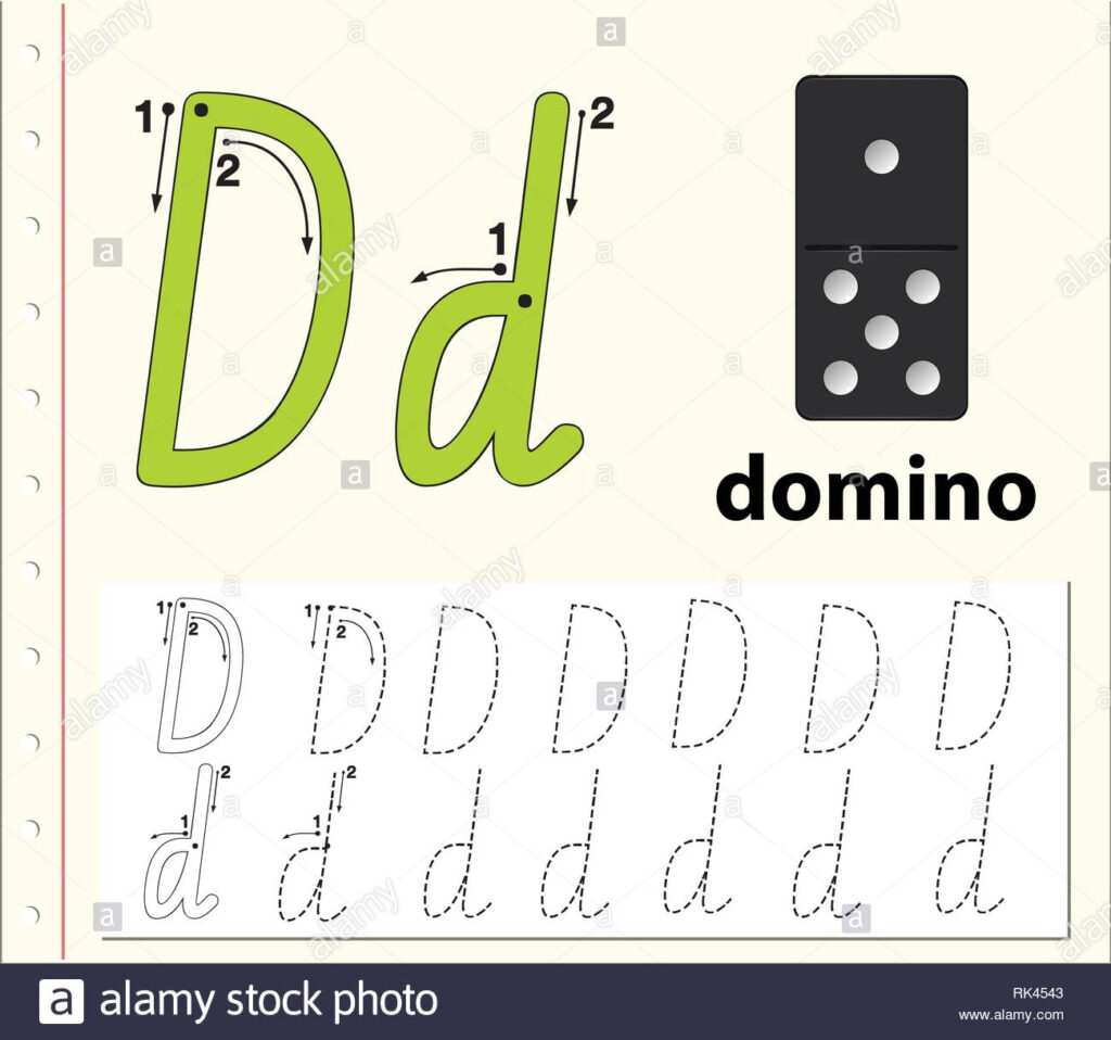Letter D Tracing Alphabet Worksheets Illustration Stock With Alphabet Domino Worksheets