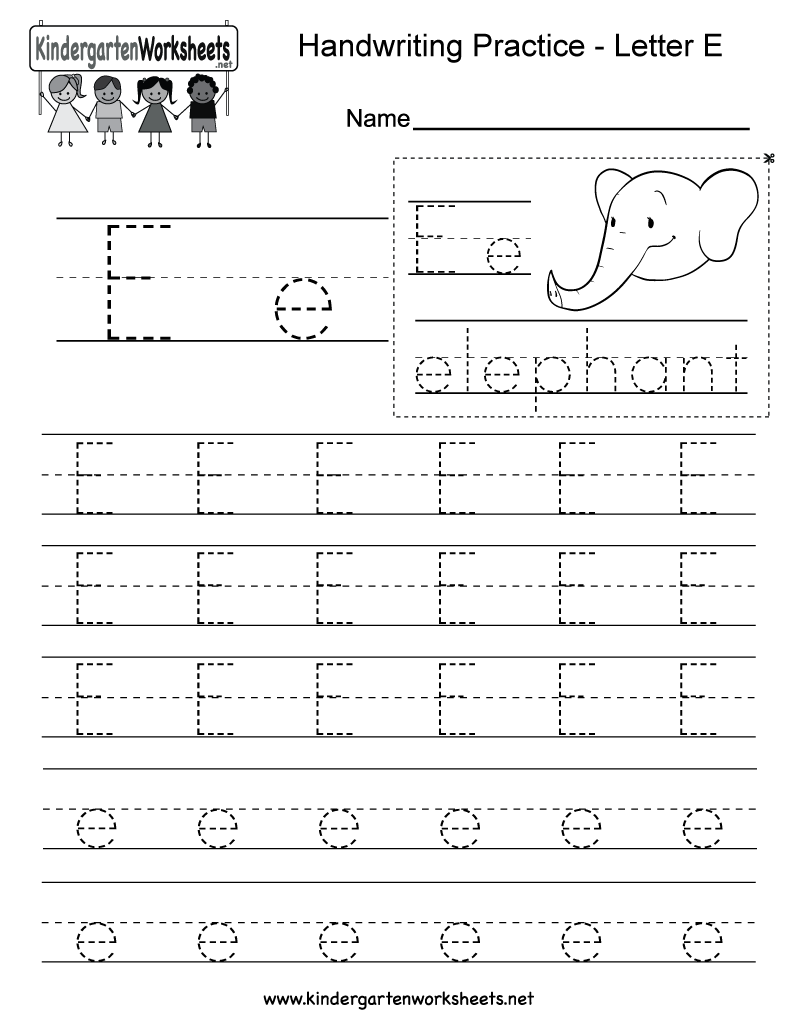 Letter E Writing Practice Worksheet - Free Kindergarten regarding Letter E Tracing Worksheets Pdf