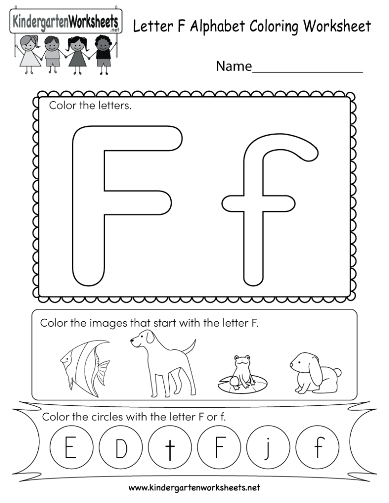 Letter F Coloring Worksheet   Free Kindergarten English With Regard To Letter F Worksheets For Kindergarten Pdf