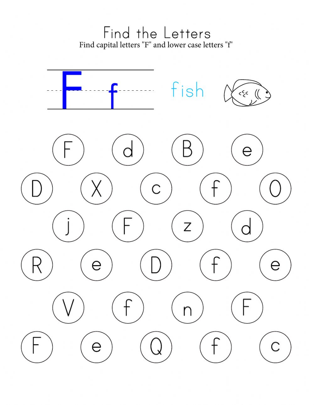 Letter F - Interactive Worksheet with Letter F Worksheets Pdf