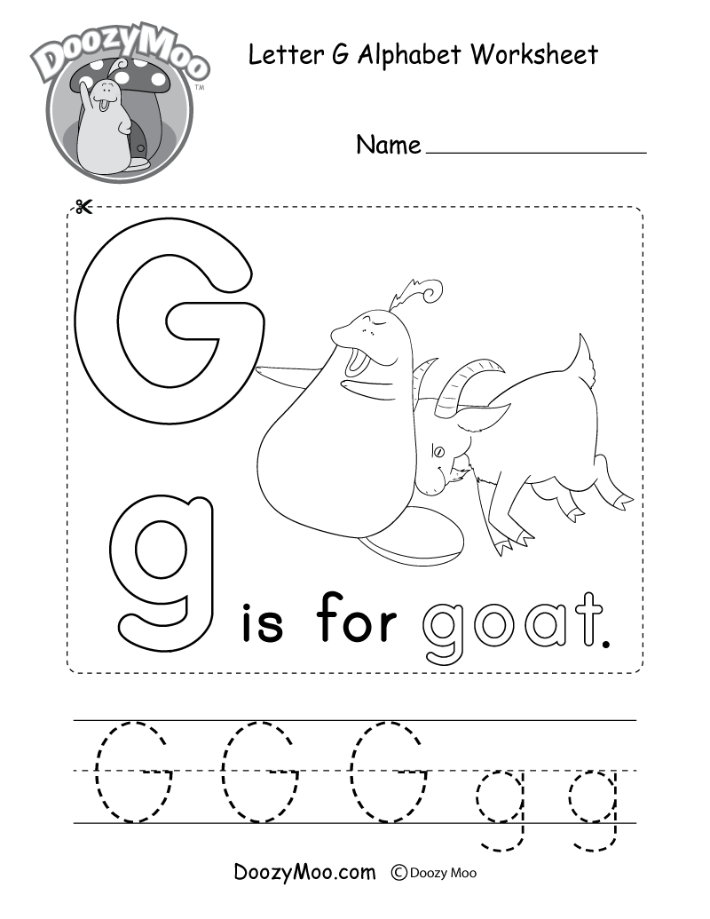 Letter G Alphabet Activity Worksheet - Doozy Moo pertaining to G Letter Worksheets