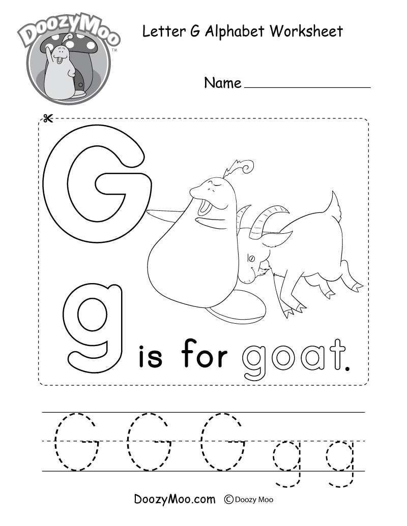 Letter G Alphabet Activity Worksheet - Doozy Moo with Letter G Worksheets Free