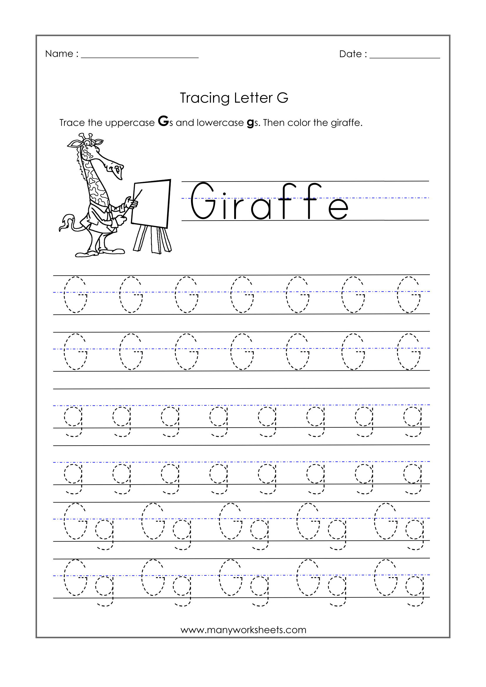 Letter G Worksheets For Kindergarten – Trace Dotted Letters pertaining to G Letter Tracing Worksheet