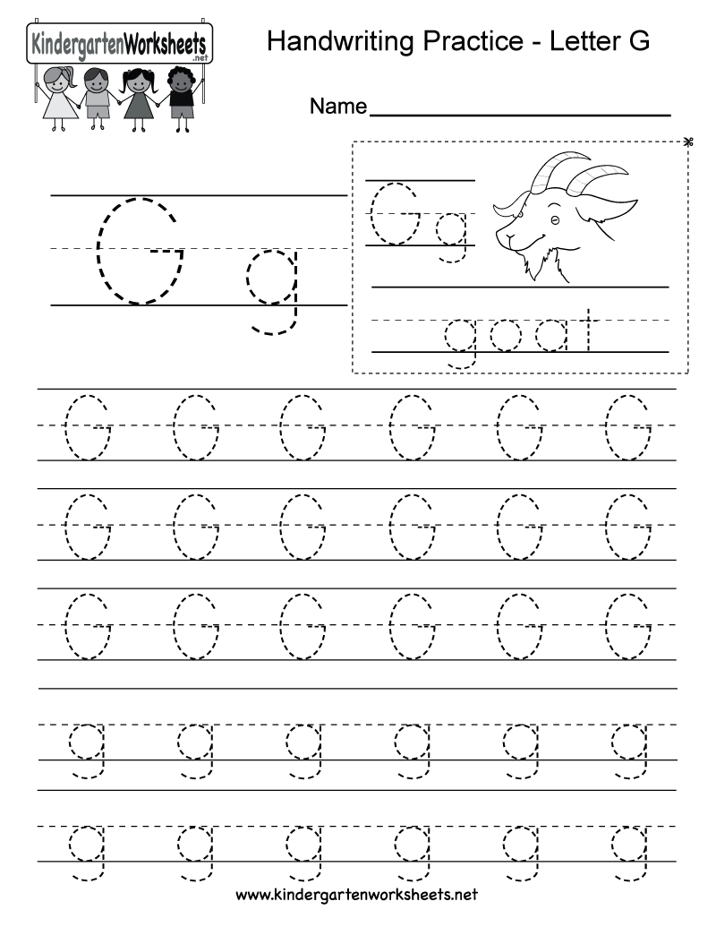 Letter G Writing Practice Worksheet - Free Kindergarten for Letter G Worksheets Free