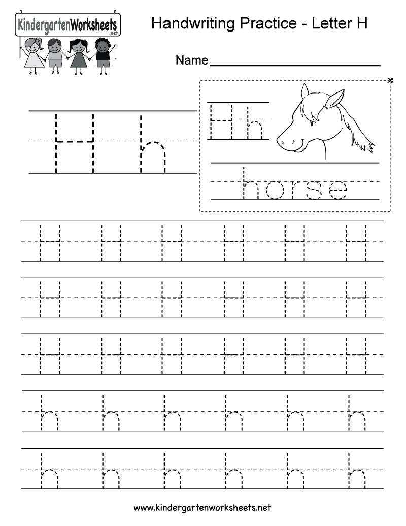 Letter H Writing Practice Worksheet - Free Kindergarten inside Letter H Alphabet Worksheets