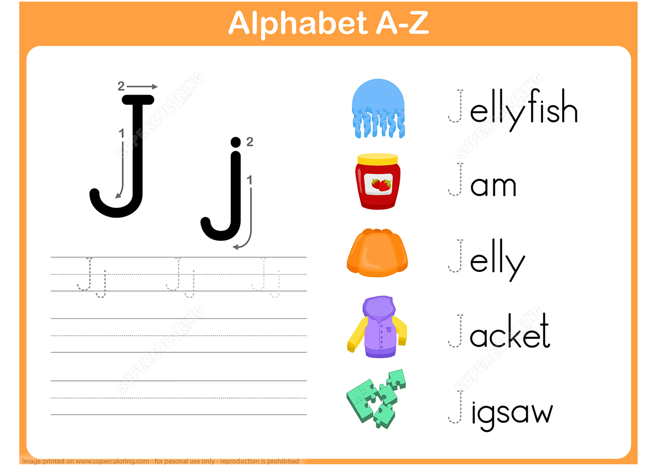 Letter J Tracing Worksheet | Free Printable Puzzle Games pertaining to Alphabet Tracing Letter J