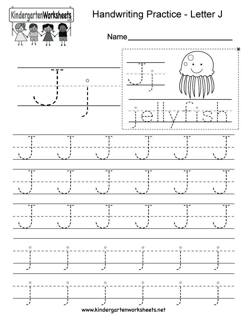 Letter J Writing Practice Worksheet - Free Kindergarten in Letter J Worksheets For Kindergarten