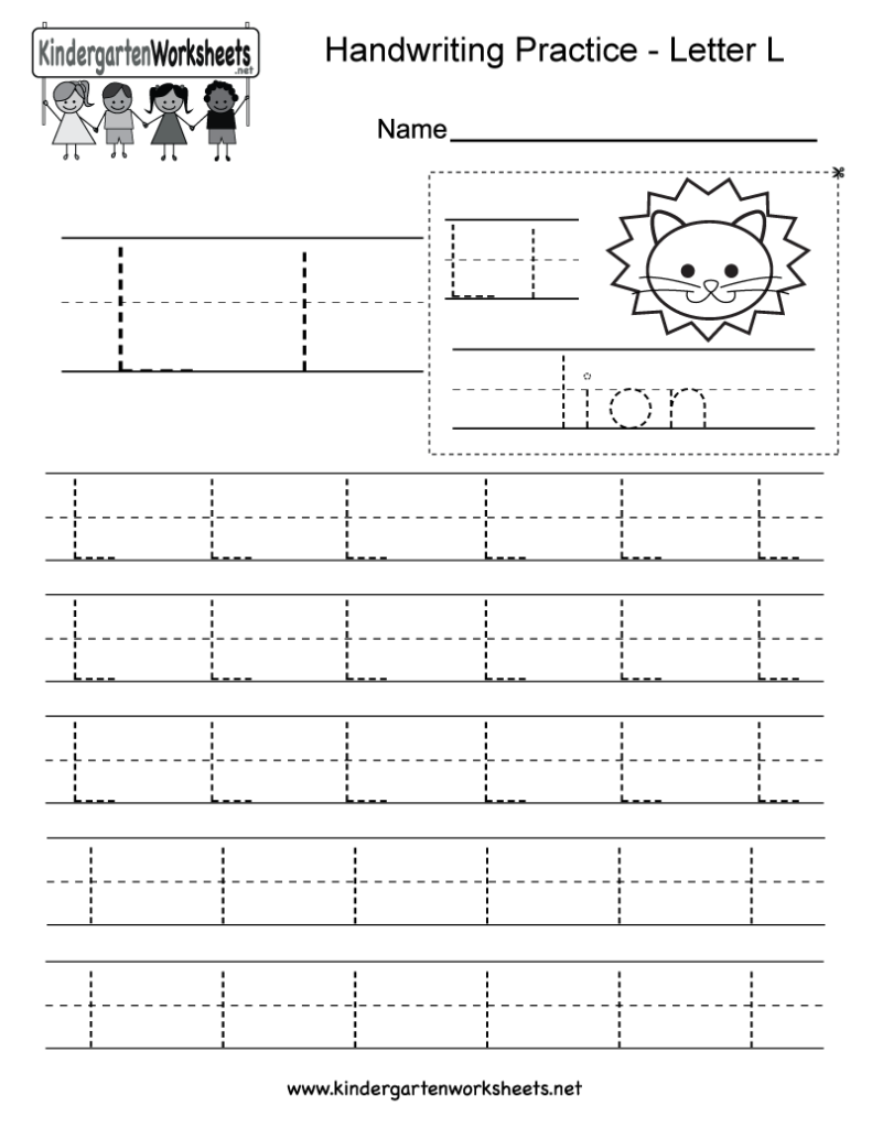 Letter L Writing Practice Worksheet   Free Kindergarten