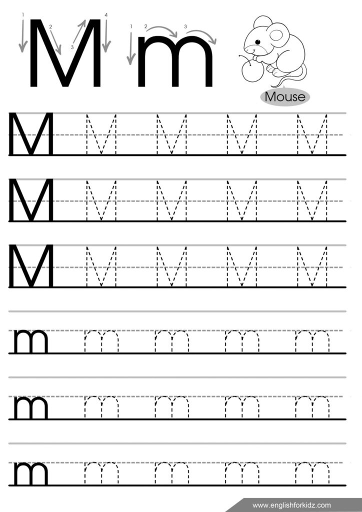 Letter M Worksheets, Flash Cards, Coloring Pages With Letter M Tracing Worksheet