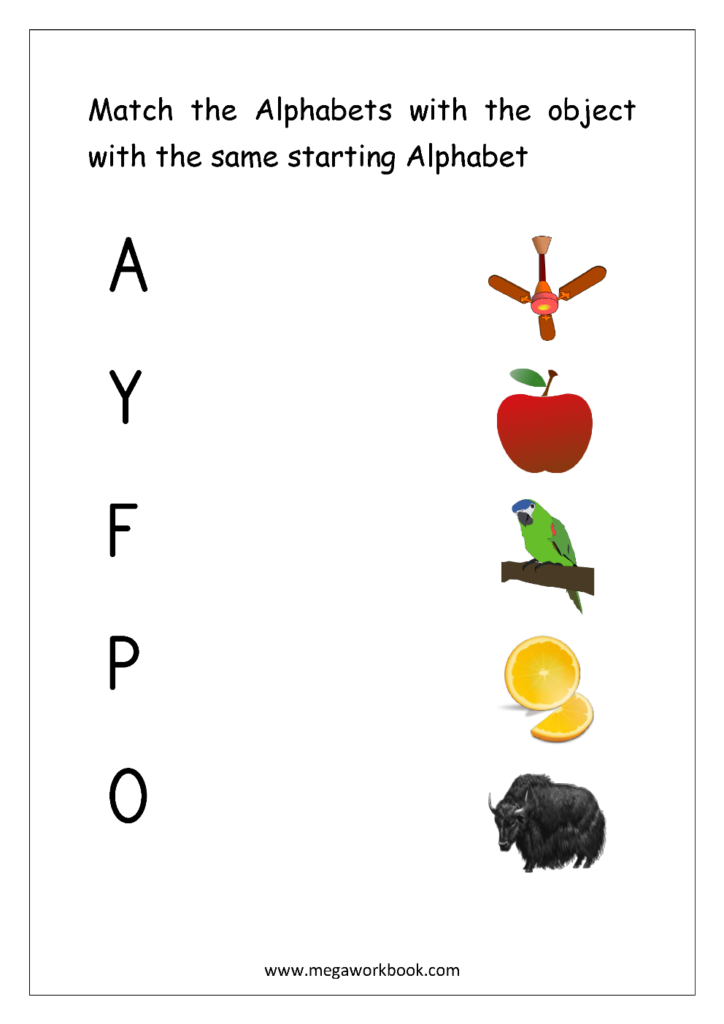Letter Matching Worksheet   Match Object With The Starting Within Alphabet Matching Worksheets Printable
